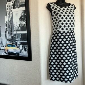 Ann Taylor Monochrome Patterned Midi Dress